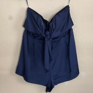 Navy Blue Silky strapless romper
